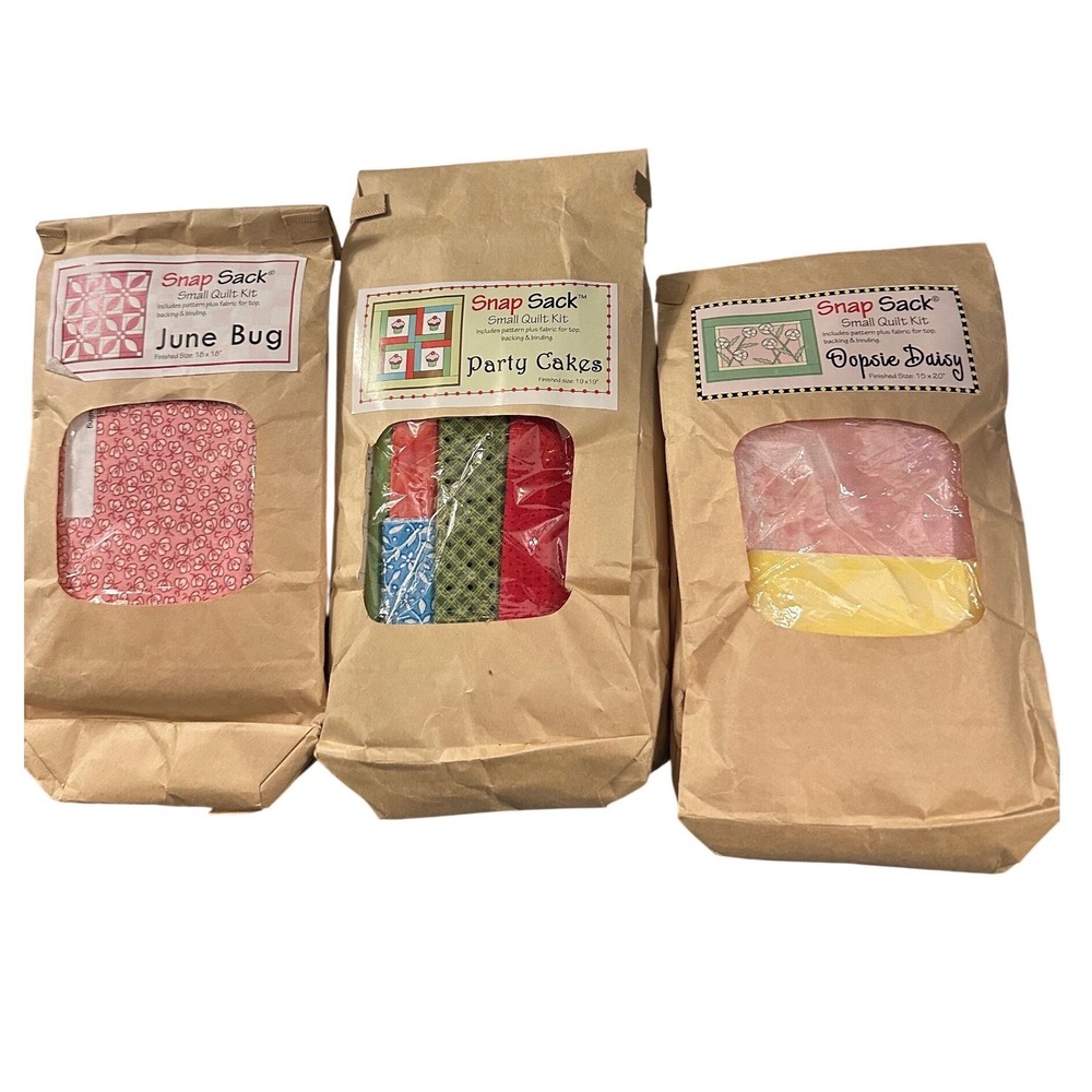 Snap Sack Small Quilt Kit Lot of 3 June Bug Party Cakes Oopsie Daisy New